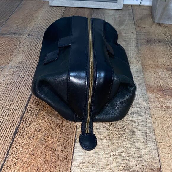 Fossil Soft Leather Black Travel Toiletry Bag Shaving Dopp Vintage - Picture 5 of 13